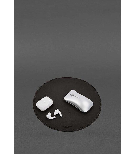 Круглый коврик для мышки из натуральной кожи темно-коричневый краст фото, картинка, изображение