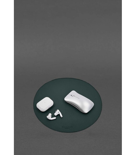 Круглий килимок для мишки з натуральної шкіри зелений краст картинка, зображення, фото