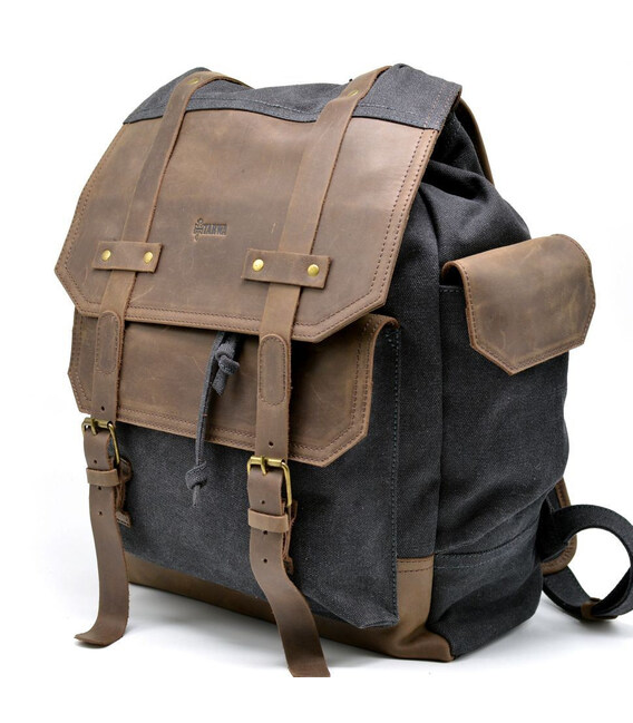 Урбан рюкзак міський TARWA RG-6680-4lx канвас та кінська шкіра фото, картинка, изображение