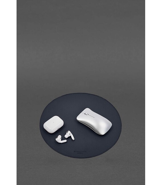 Круглий килимок для мишки з натуральної шкіри синій краст картинка, зображення, фото