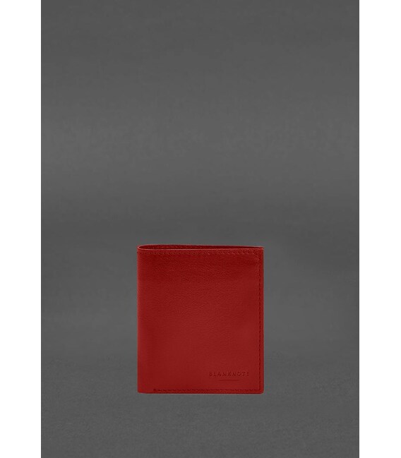 Кожаное портмоне на кнопке Brut красный краст фото, картинка, изображение