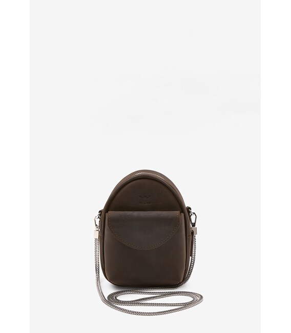 Кожаная женская мини-сумка Kroha темно-коричневая винтажная фото, картинка, изображение