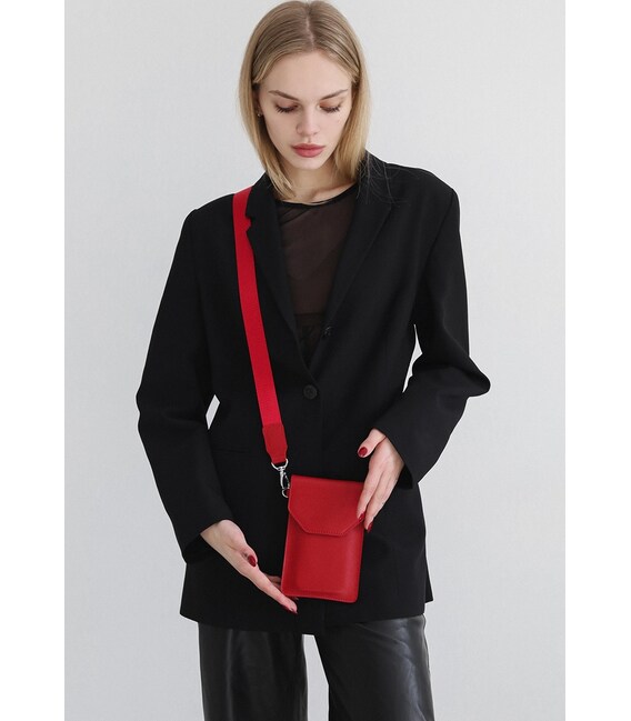 Кожаная сумка-чехол для телефона maxi Красная фото, картинка, изображение