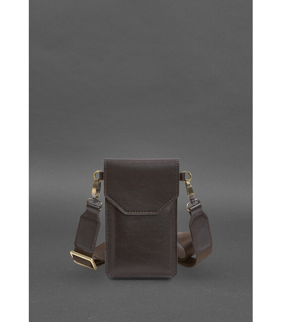 Кожаная сумка-чехол для телефона коричневая фото, картинка, изображение