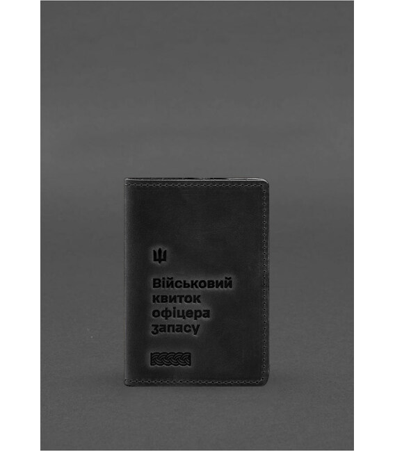 Кожаная обложка для военного билета офицера запаса 8.2 черная Crazy Horse фото, картинка, изображение