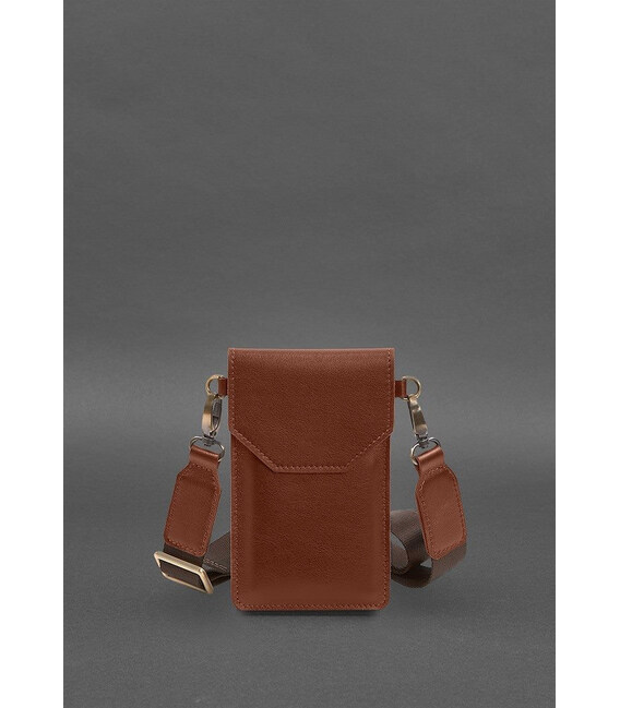 Шкіряна сумка-чохол для телефону світло-коричнева картинка, зображення, фото