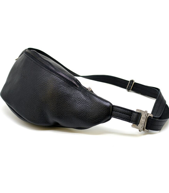 Сумка на пояс, бананка чорна зі шкіри флотар, TARWA FA-3036-3md фото, картинка, изображение