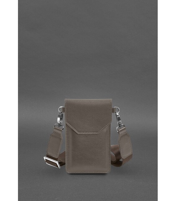Шкіряна сумка-чохол для телефону темно-бежева картинка, зображення, фото