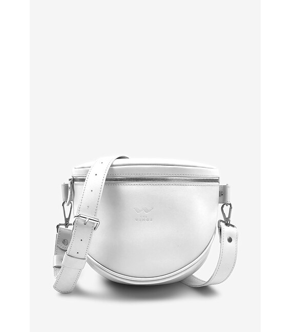 Кожаная сумка поясная-кроссбоди Vacation белая краст фото, картинка, изображение