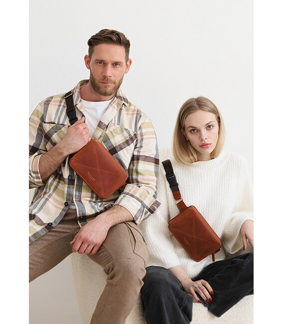 Кожаная поясная сумка Dropbag Mini светло-коричневый Crazy Horse фото, картинка, изображение