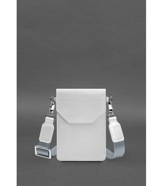 Кожаная сумка-чехол для телефона maxi Белая фото, картинка, изображение