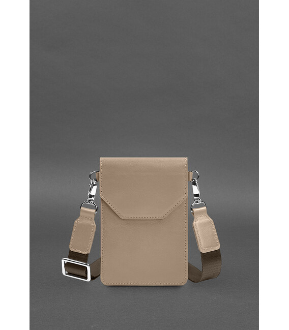 Кожаная сумка-чехол для телефона maxi Светло-бежевый фото, картинка, изображение