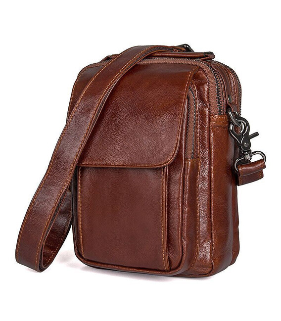 Чоловіча шкіряна сумка через плече JD1032B-1, від бренду John McDee фото, картинка, изображение