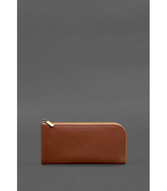 Кожаное портмоне-купюрник на молнии 14.1 светло-коричневое фото, картинка, изображение