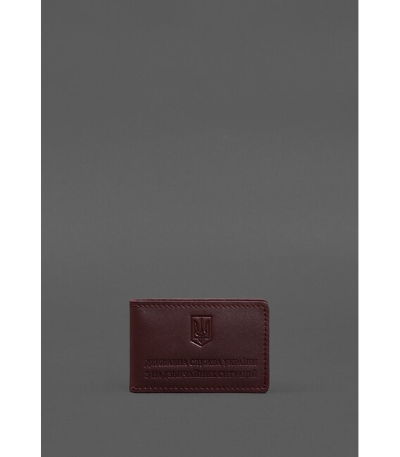 Кожаная обложка на удостоверение ДСНС с карманом бордовая фото, картинка, изображение