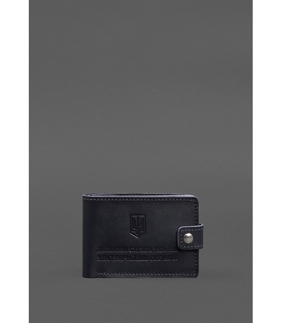 Кожаная обложка-портмоне на удостоверение ДСНС темно-синяя фото, картинка, изображение