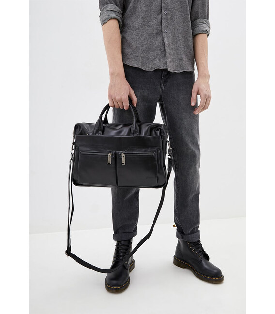 Сумка зі шкіри "черокі" для ноутбука чорна TARWA GA-7122-3md фото, картинка, изображение