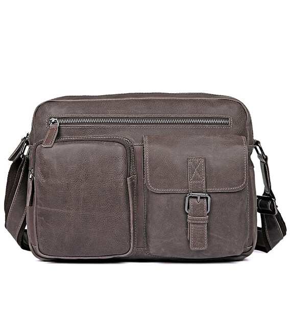 Чоловіча сумка з кінської шкіри, бренду John McDee, красивого сіро-коричневого кольору картинка, зображення, фото