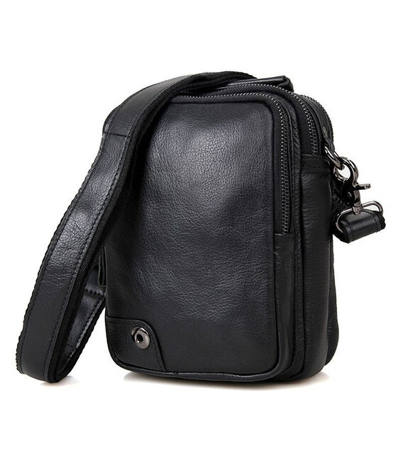 Чоловіча шкіряна сумка, колір чорний, John McDee, JD1007A фото, картинка, изображение