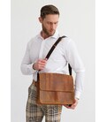 Кожаная сумка-портфель Classic светло-коричневый Crazy Horse с эффектом Pull Up фото, картинка, изображение
