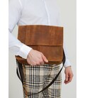 Кожаная сумка-портфель Classic светло-коричневый Crazy Horse с эффектом Pull Up фото, картинка, изображение