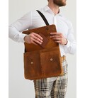 Кожаная сумка-портфель Classic светло-коричневый Crazy Horse с эффектом Pull Up фото, картинка, изображение