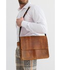 Кожаная сумка-портфель Classic светло-коричневый Crazy Horse с эффектом Pull Up фото, картинка, изображение
