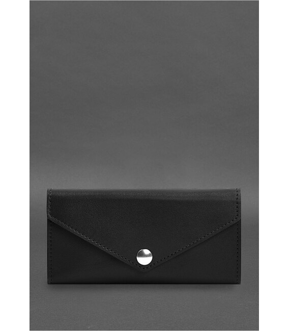 Шкіряний клатч (портмоне) на кнопці 5.0 Чорний краст картинка, зображення, фото