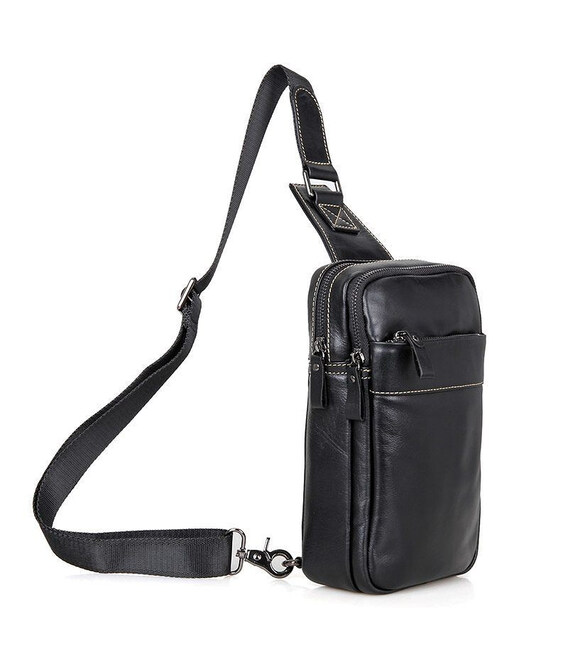 Стильний шкіряний міні-рюкзак на одній шлеї бренду John McDee фото, картинка, изображение