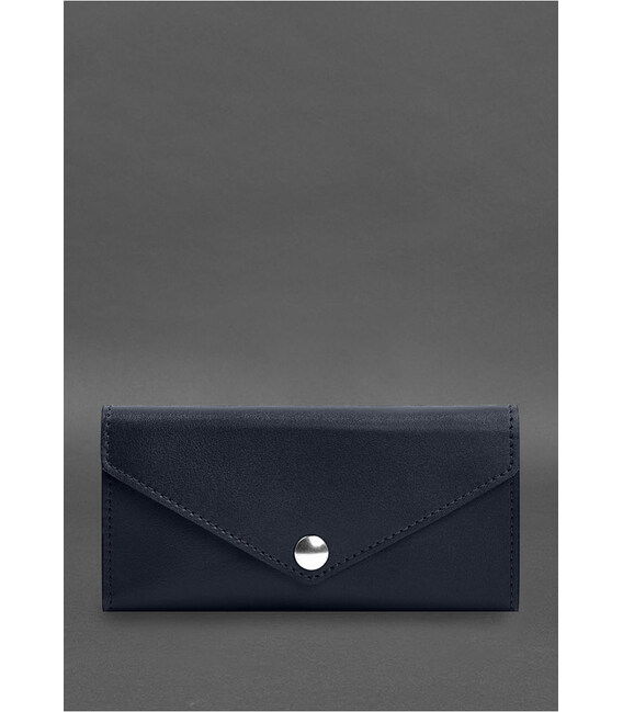 Кожаный клатч (портмоне) на кнопке 5.0 Синий фото, картинка, изображение