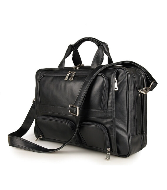 Багатофункціональний портфель на три відділення з натуральної шкіри John McDee JD7289A картинка, зображення, фото