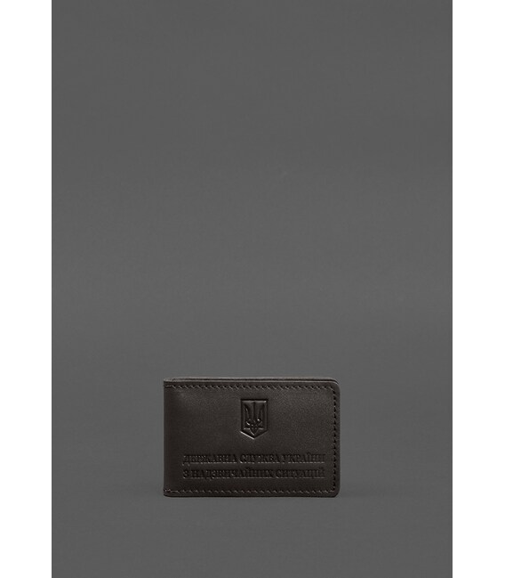 Кожаная обложка на удостоверение ДСНС с карманом темно-коричневая фото, картинка, изображение