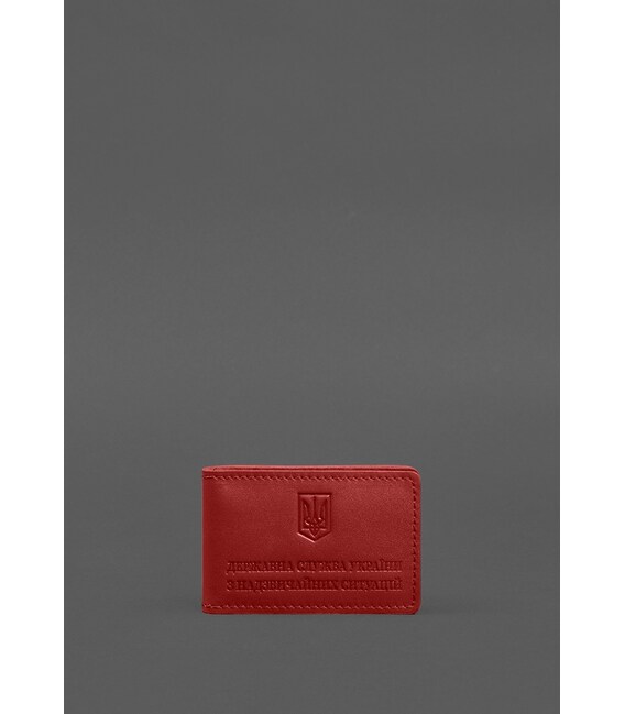 Кожаная обложка на удостоверение ДСНС с карманом красная фото, картинка, изображение