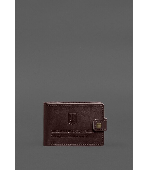 Кожаная обложка-портмоне на удостоверение ДСНС бордовая фото, картинка, изображение