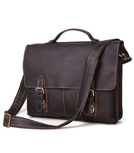 Чоловік шкіряний портфель, сумка для ноутбука, коричнева 7090R картинка, зображення, фото