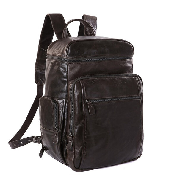 Великий шкіряний міської рюкзак, сірий John McDee 7202J картинка, зображення, фото