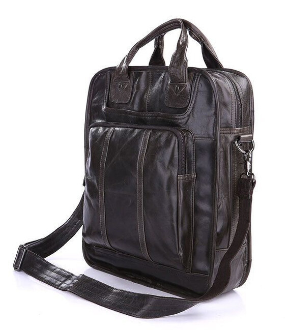 Вертикальна шкіряна чоловіча сумка, трансформер сіра 7168J картинка, зображення, фото