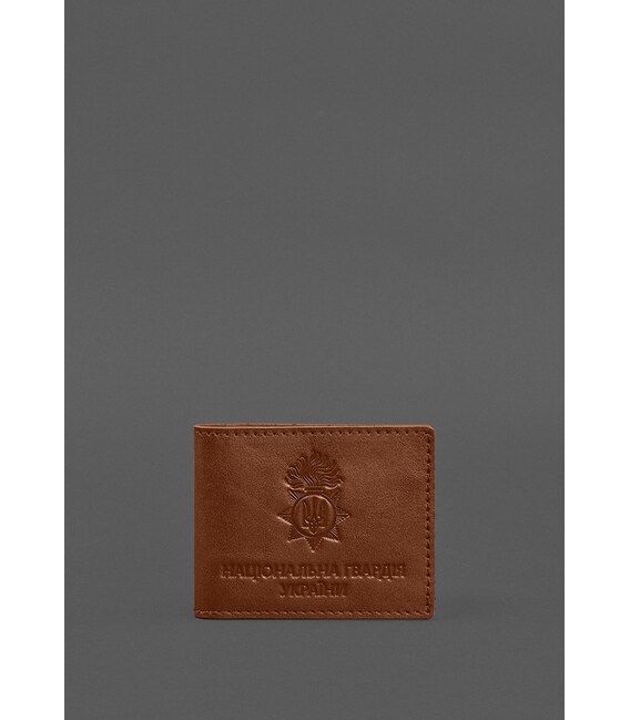 Кожаная обложка для служебного удостоверения Национальной гвардии Светло-коричневая фото, картинка, изображение