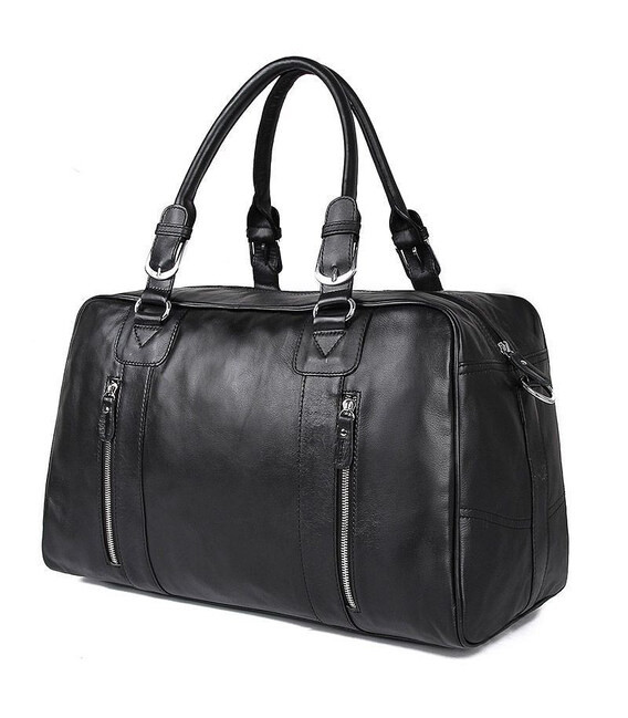 Шкіряна стильна дорожня сумка, чорна 7190A John McDee фото, картинка, изображение