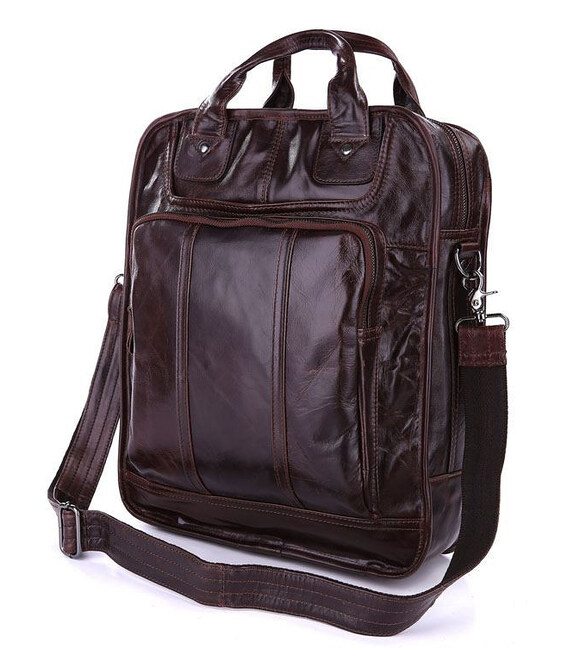 Вертикальна шкіряна чоловіча сумка 7168C, трансформер фото, картинка, изображение