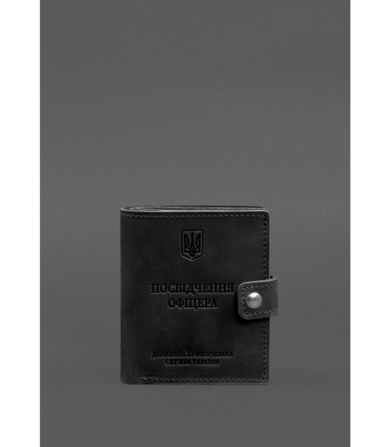 Кожаная обложка-портмоне для удостоверения офицера ДПСУ 11.2 черная Crazy Horse фото, картинка, изображение