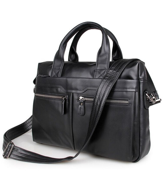 Шкіряна сумка чорна чоловіча 7122A (месенджер, портфель) картинка, зображення, фото