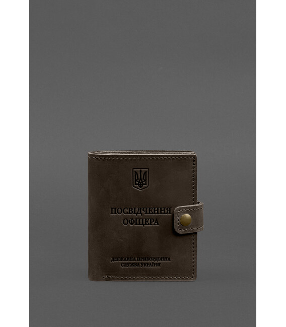 Шкіряна обкладинка-портмоне для посвідчення офіцера ДПСУ 11.2 темно-коричнева Crazy Horse картинка, зображення, фото