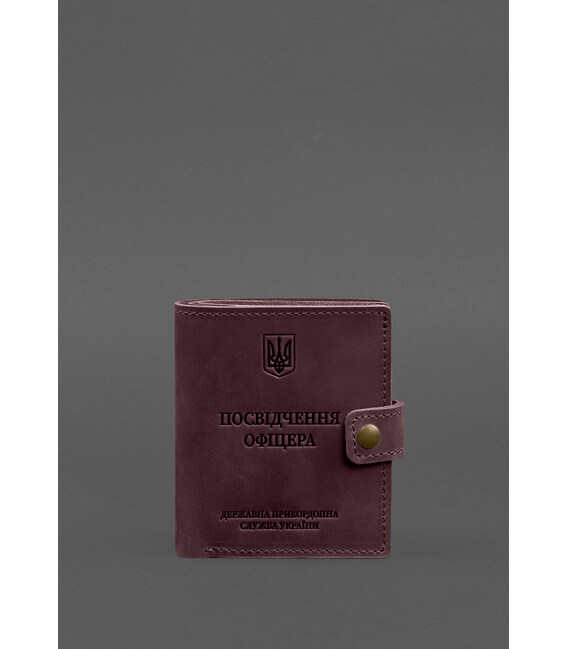 Кожаная обложка-портмоне для удостоверения офицера ДПСУ 11.2 бордовий Crazy Horse фото, картинка, изображение