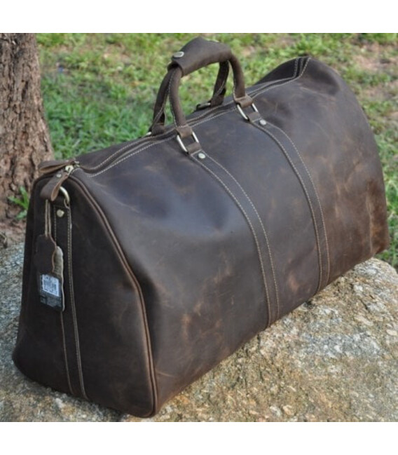 Велика вінтажна дорожня сумка з кінської шкіри фото, картинка, изображение