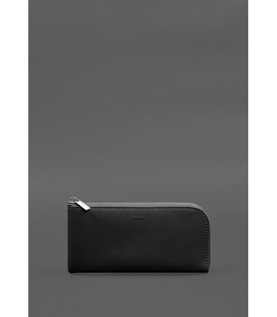 Кожаное портмоне-купюрник на молнии 14.1черное фото, картинка, изображение