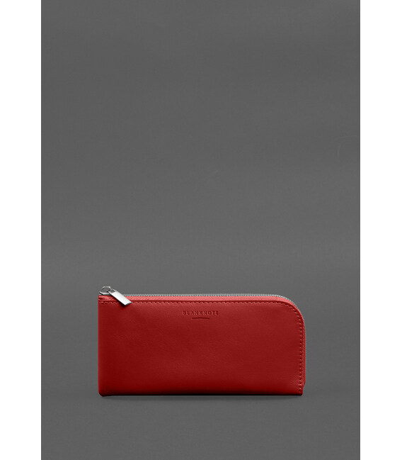 Кожаное портмоне-купюрник на молнии 14.1красное фото, картинка, изображение