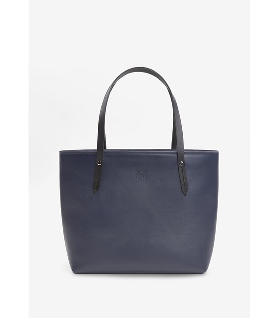 Кожаный шоппер Walker Mini темно-синий фото, картинка, изображение