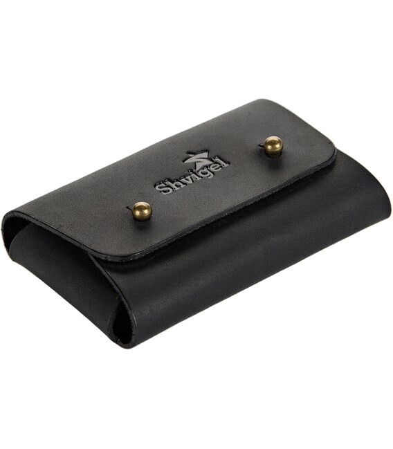 Визитница SHVIGEL 16159 из натуральной винтажной кожи Черная фото, картинка, изображение