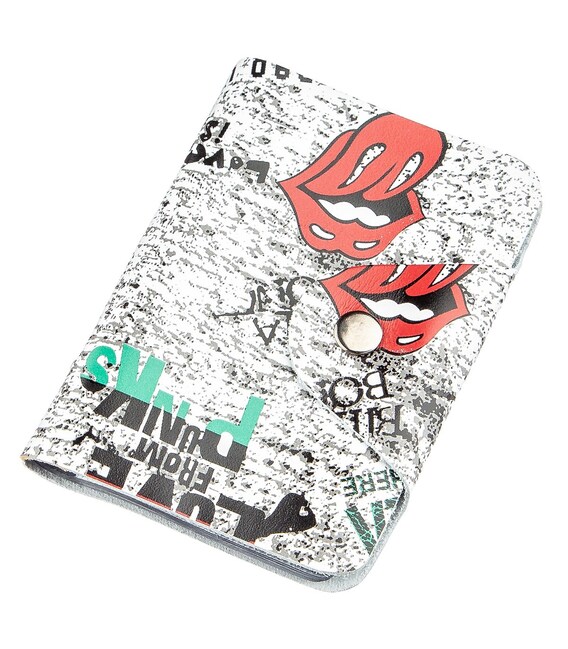 Візитниця вертикальна шкіряна Love from punks Shvigel 19079 Біла картинка, зображення, фото